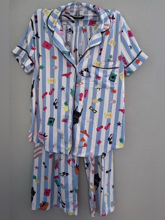 kate spade Other - kate spade Blue & White Striped Pajama Set with Summer Icons
